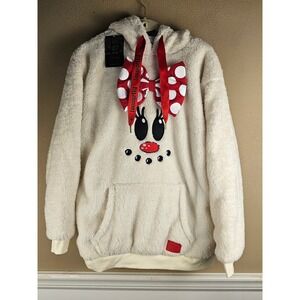 NWT Loungefly Disney Womens‎ Holiday Minnie Sherpa Hoodie With Mouse Ears Medium